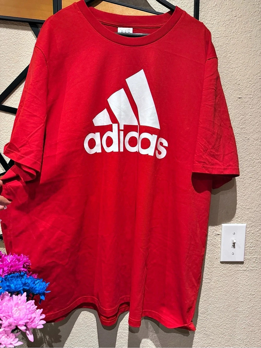 adidas Adicolor Trefoil Tee Short Sleeve Tee in Red & White